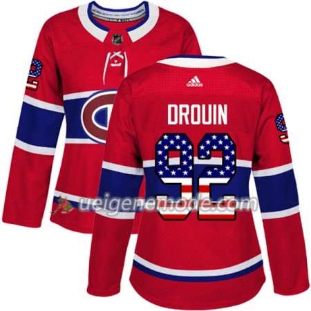 Dame Eishockey Montreal Canadiens Trikot Jonathan Drouin 92 Adidas 2017-2018 Rot USA Flag Fashion Authentic